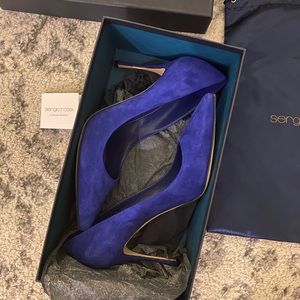 Sergio Rossi 90mm Godiva in Blue Suede Size 40